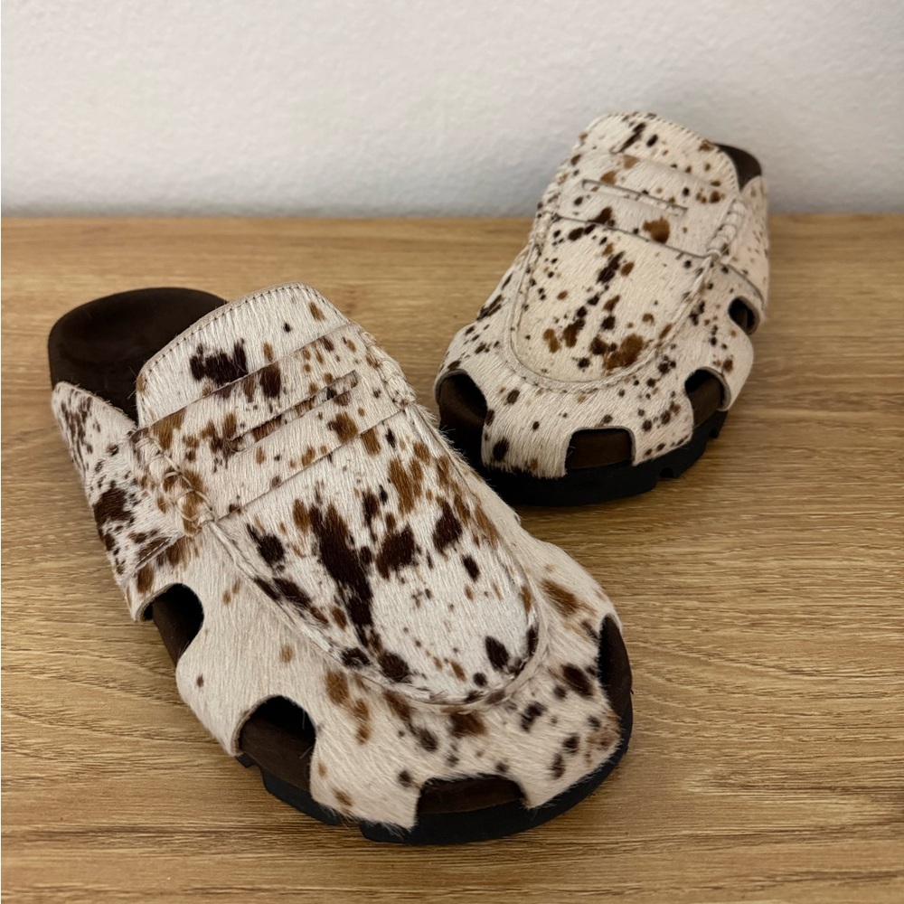NIB Grenson Annalise Calf Hair Clog Sandals - Size 8